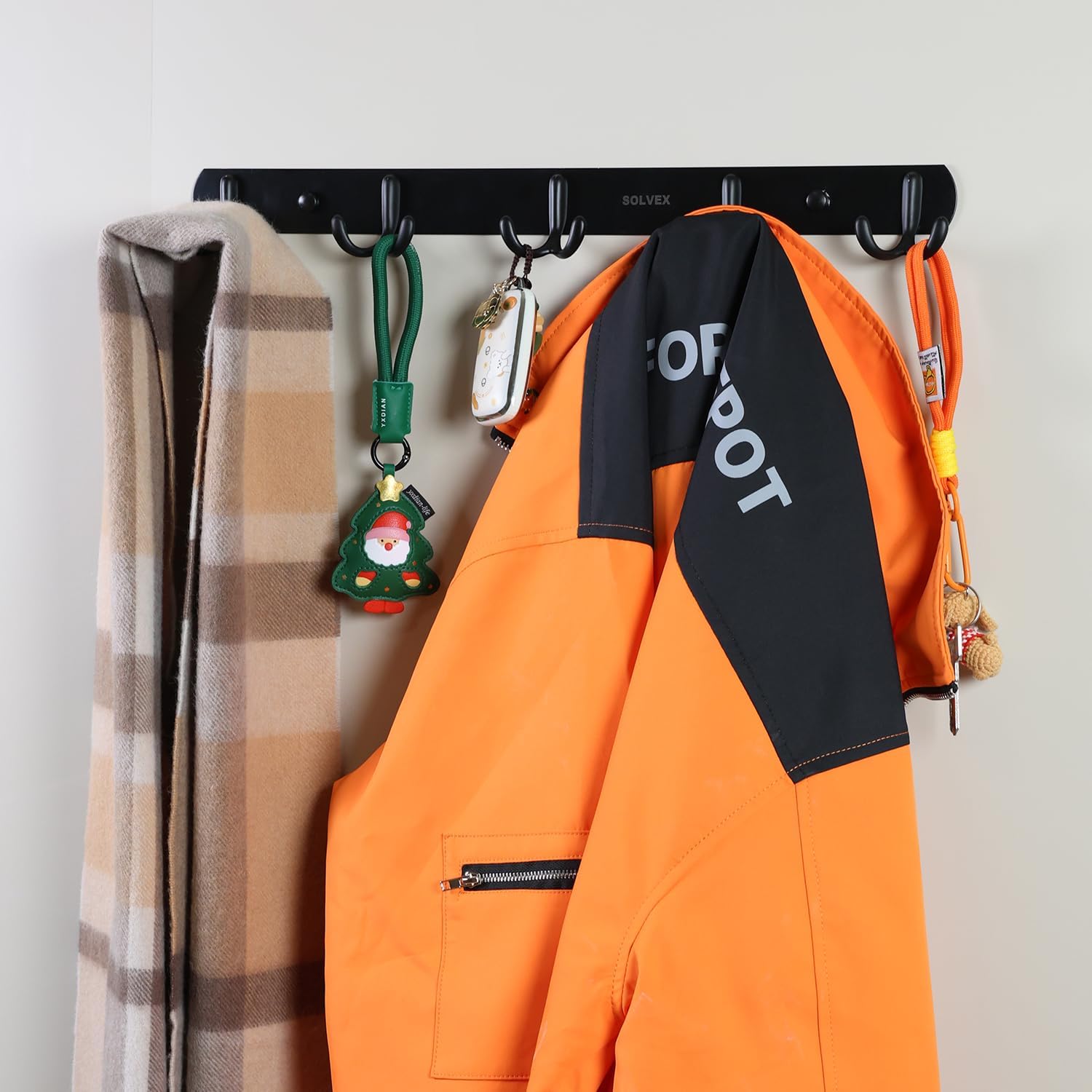 SOLVEX Coat Rack Wall Mount,2 Pack Coat Hooks Wall Mount, Hat Rack Key Holder Bag Hanger for Wall,Wall Hooks for Hanging,Purse Hanger Towel Hooks for Bathroom SP-60303-N image 5