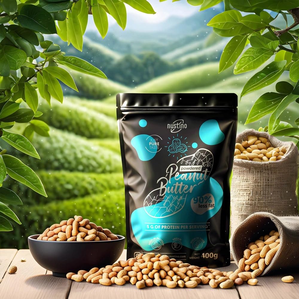 Nustino Burro di Arachidi in Polvere 400g | Sgrassato e a Basso Contenuto Calorico | Senza Additivi | Snack Proteico e Salutare