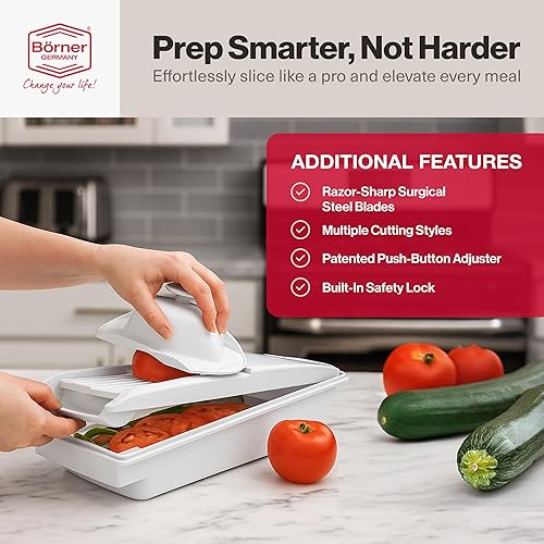 Miniatura 8 de Mandolina Swissmar Borner. Mandolina corte V Plus, Juego de 7 piezas, Blanco