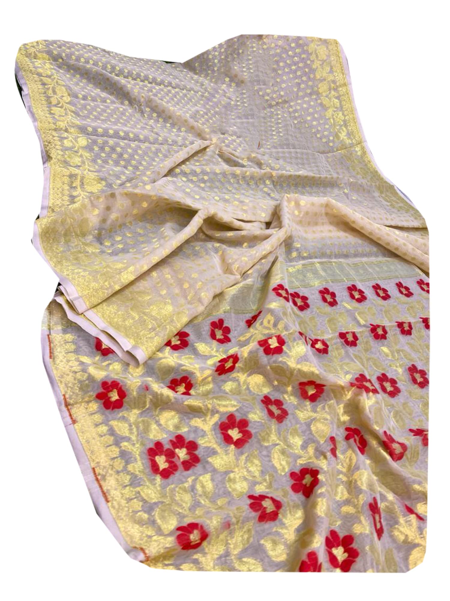 Sari jamdani tejido a mano 5.5m para lucir en fiestas 5