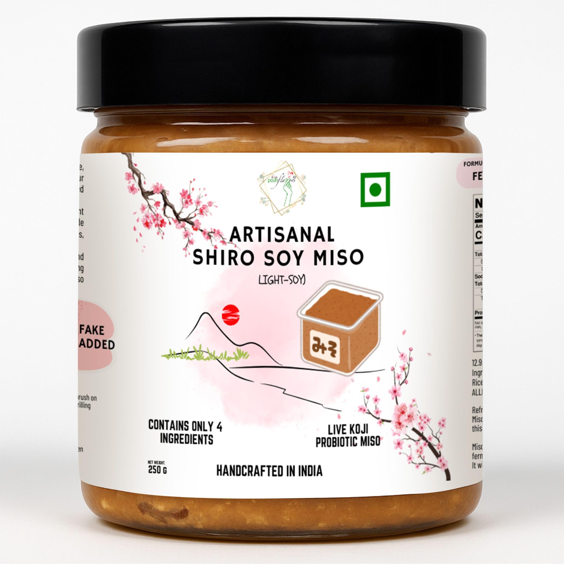 Alla's Posh Flavors Japanese Shiro Miso Paste | Light Miso | Contains Live Koji Probiotics | 100% Natural, Without Preservatives, Unpasteurized, Non-GMO Soy, Vegan, Umami-Rich | Made by Japanese Professionals in India | Lab-Tested