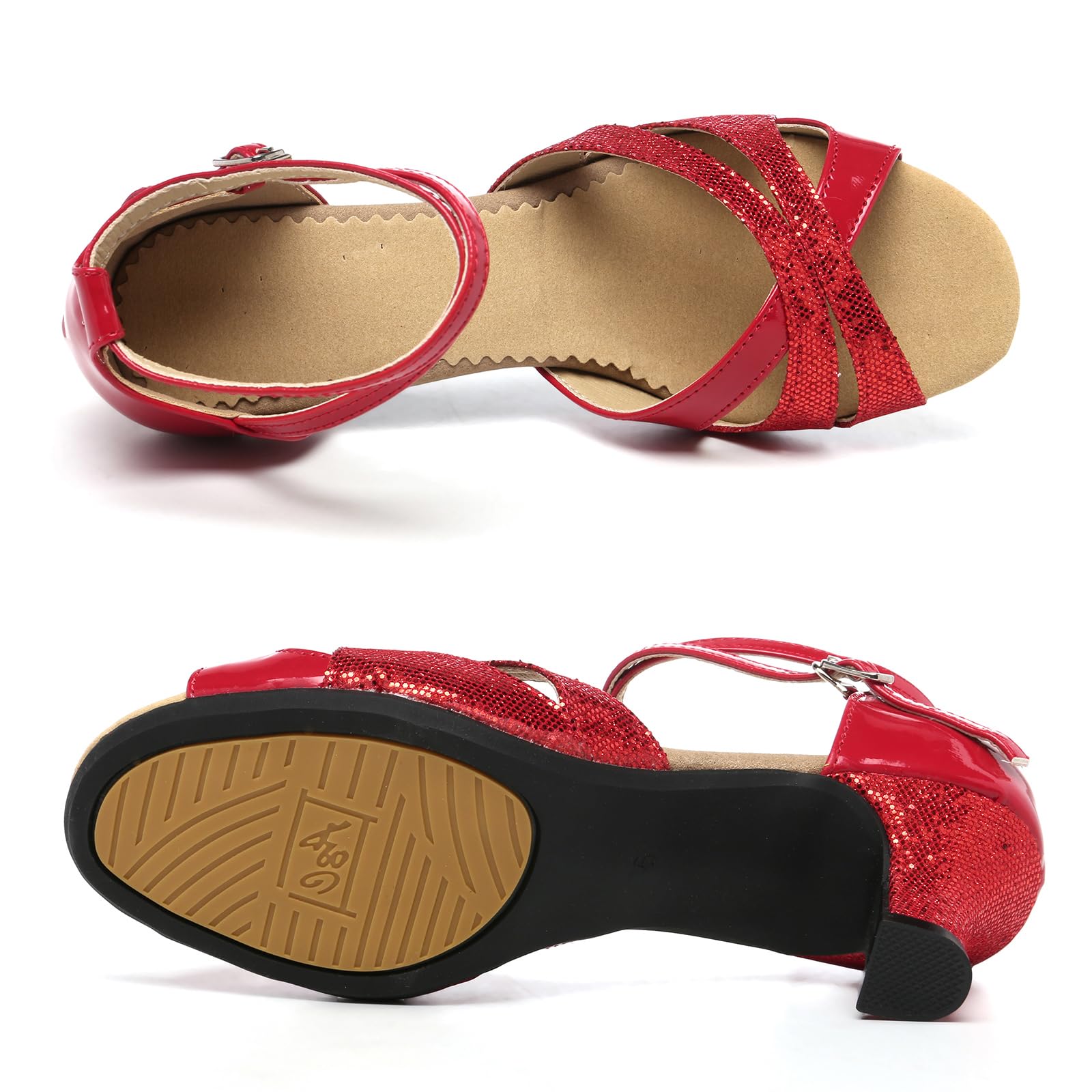 PPXID Fille Chaussures de Danse Latine de Salon Femme Bout Ouvert Bachata Tango Salsa Pratique Professionnelle 5cm