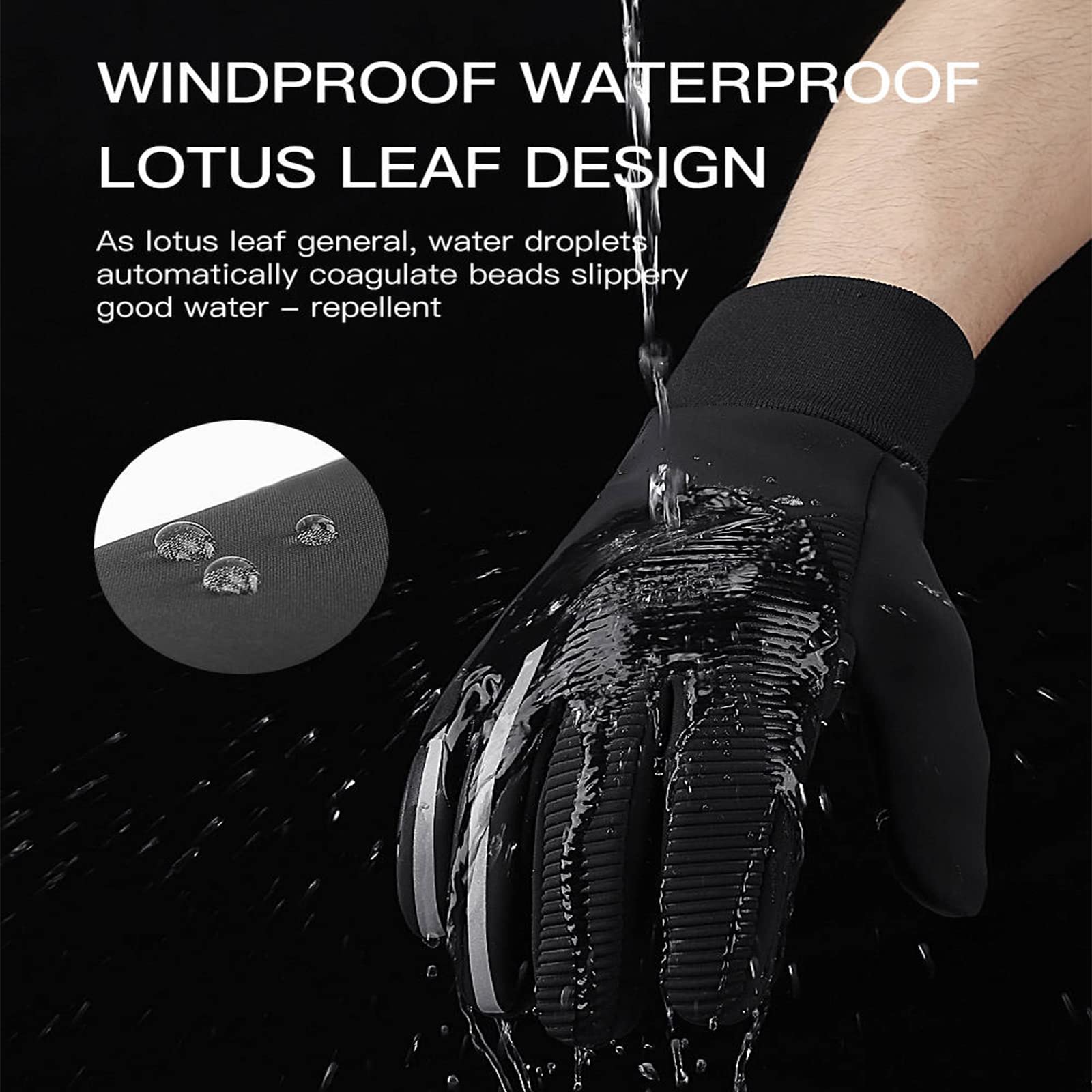 Guantes de Ciclismo para Hombre y Mujer, Guantes Ciclismo de Invierno - Guantes para Pantalla Táctil - Antideslizante - Reflectante - Correr Esquiar Conduci Escalar Cazar Acampar,Gray,S