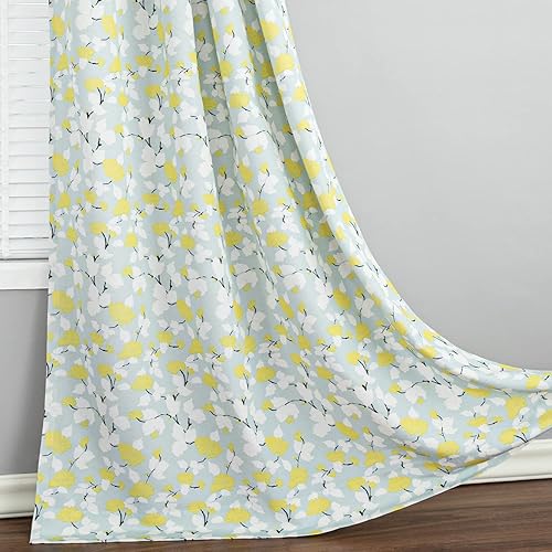 Miniatura 3 de VOGOL Cortinas estampadas para ventana, cortinas con ojales para dormitorio y sala de estar, juego de 2 paneles, 52 x 96 pulgadas, flores blancas y