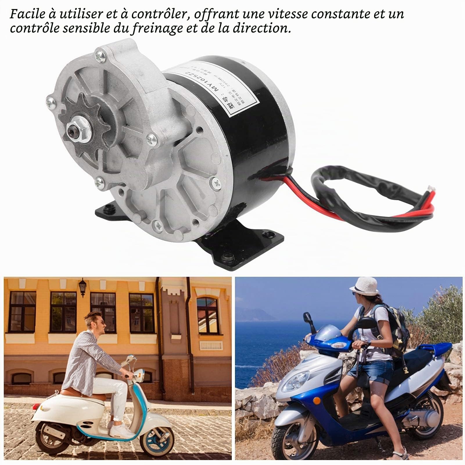VGEBY Moteur électrique, Moteur électrique de Vitesse de Roue de chaîne de contrôleur de Vitesse de Moteur électrique de CC 12V 250W
