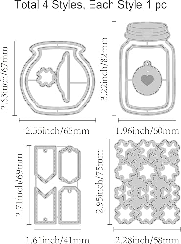 Miniatura 6 de GLOBLELAND Troqueles de corte de tarro de hierba de la suerte, tema del día de San Patricio, troqueles de acero al carbono para manualidades,