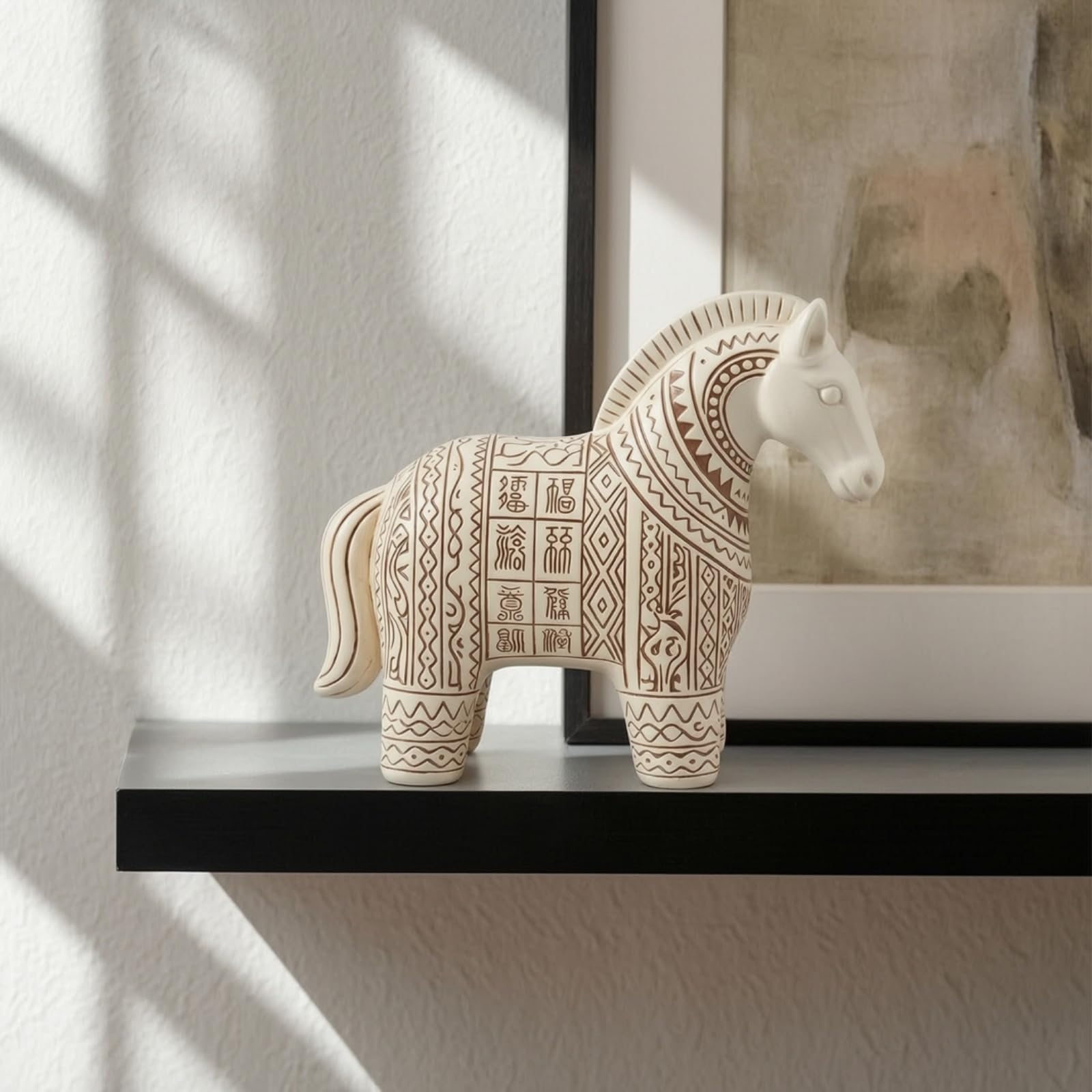 1 Pezzo Statua Cavallo Figurina Cavallo Scultura Cavallo Ornamento Cavallo in Resina Folk Tradizionale E Linee Eleganti Adatto per Vetrina D Arredo
