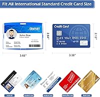 Vista 3 de Soporte horizontal para tarjetas de identificación con cordón ajustable desmontable para el cuello, soporte rígido de plástico duro para tarjetas