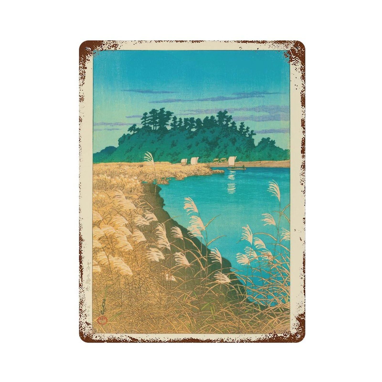 xiaoxiaoshen Japanese Lake Woodblock (2) Wall Decor Art Metal Tin Poster Modern Home Decor Art Home Bar Shop Decorations Vintage Sign 40x30cm