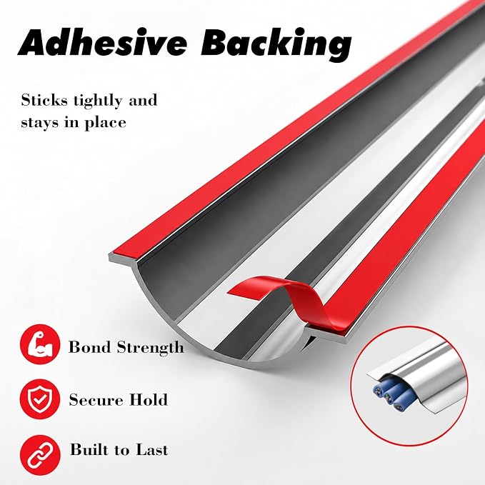 Cubiertas para cables en pared, canaleta para cables pintable y autoadhesiva | Cubre cables para cocina, oficinas y estaciones de trabajo, fácil instalación (para 9 cables, 1 paquete) miniatura 3