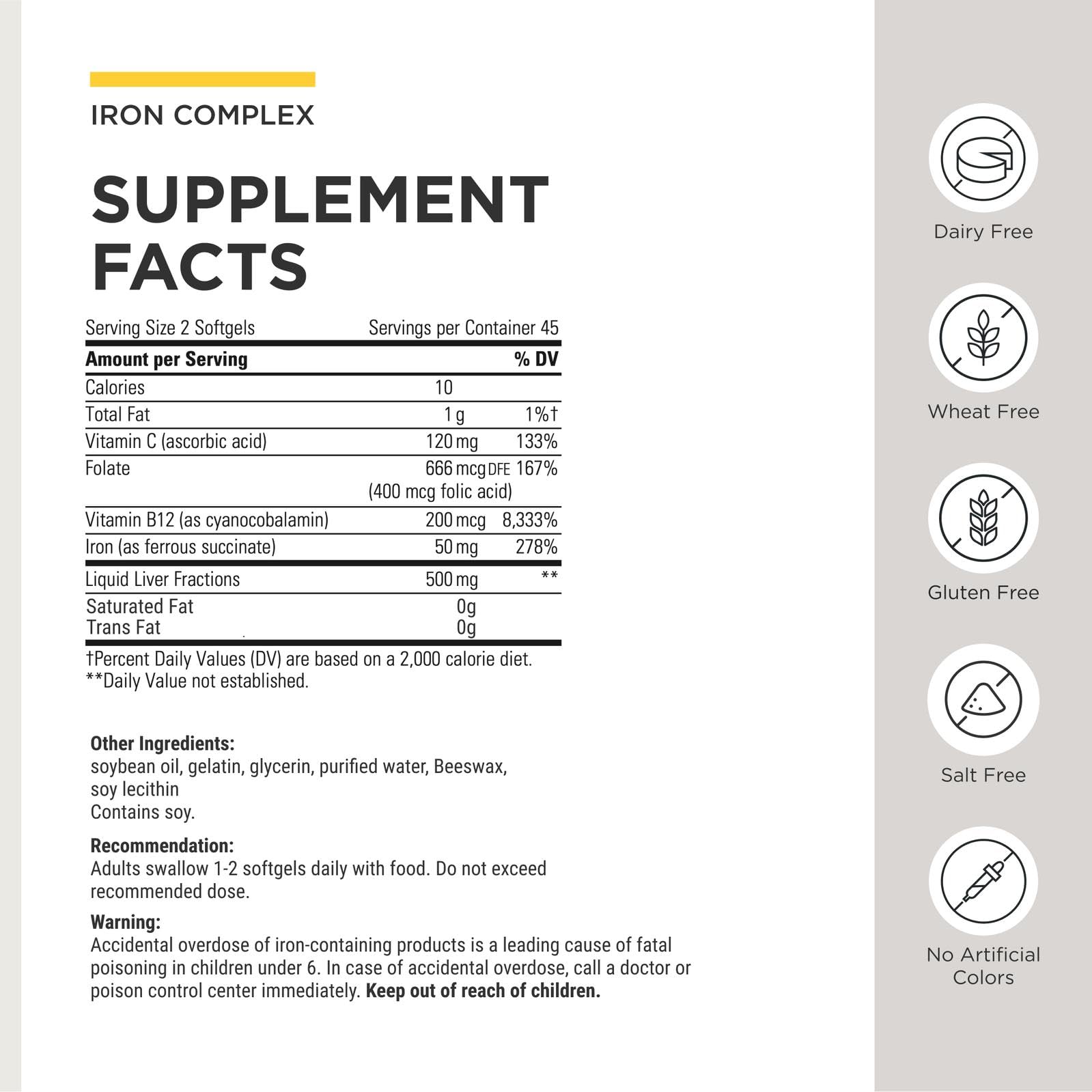 Integrative Therapeutics Iron Complex, 90 Softgels (45 Servings) — Amazon image 3