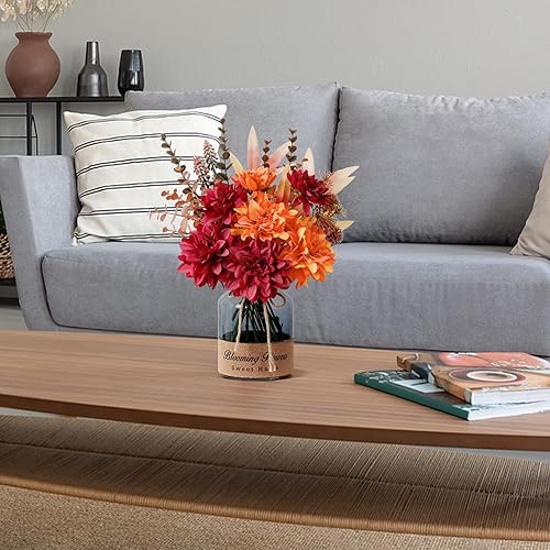 Miniatura 9 de Leftover Flores falsas de otoño en jarrón, flores sintéticas en jarrón, arreglo floral de otoño, centros de mesa de otoño para mesas, flores