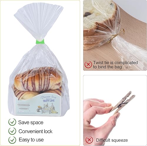 Miniatura 3 de 100 clips de plástico reutilizables para pan, mantén tu comida fresca con clips para bolsas de alimentos de 78 x 78 pulgadas (azul)