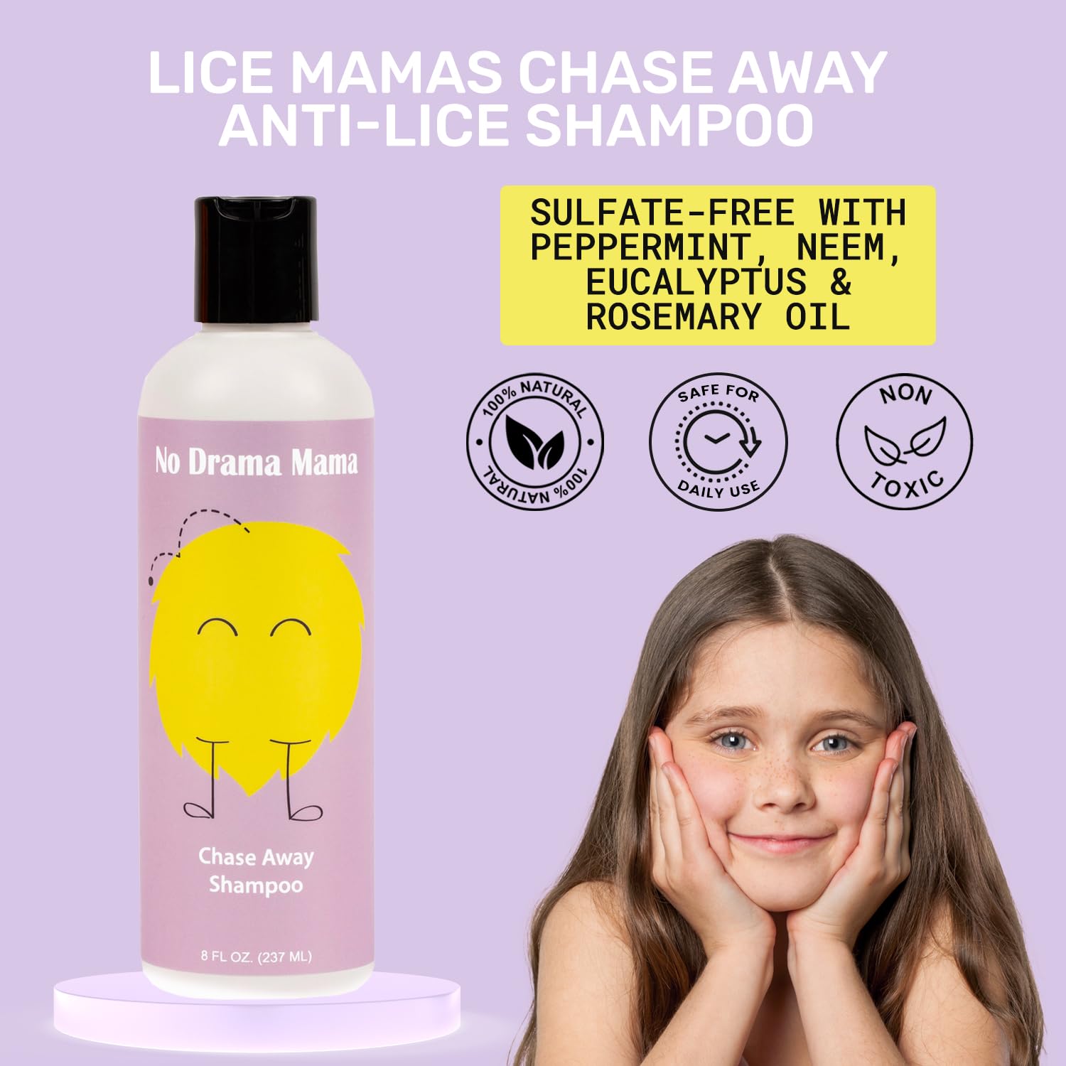 Chase Away Anti-Lice Shampoo, Natural Non-Toxic, All Hair Types