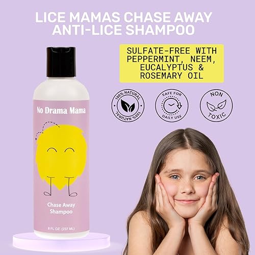 Miniatura 2 de Chase Away Champú antipiojos  Sin sulfato con aceite de menta, neem, eucalipto y romero, 8 onzas