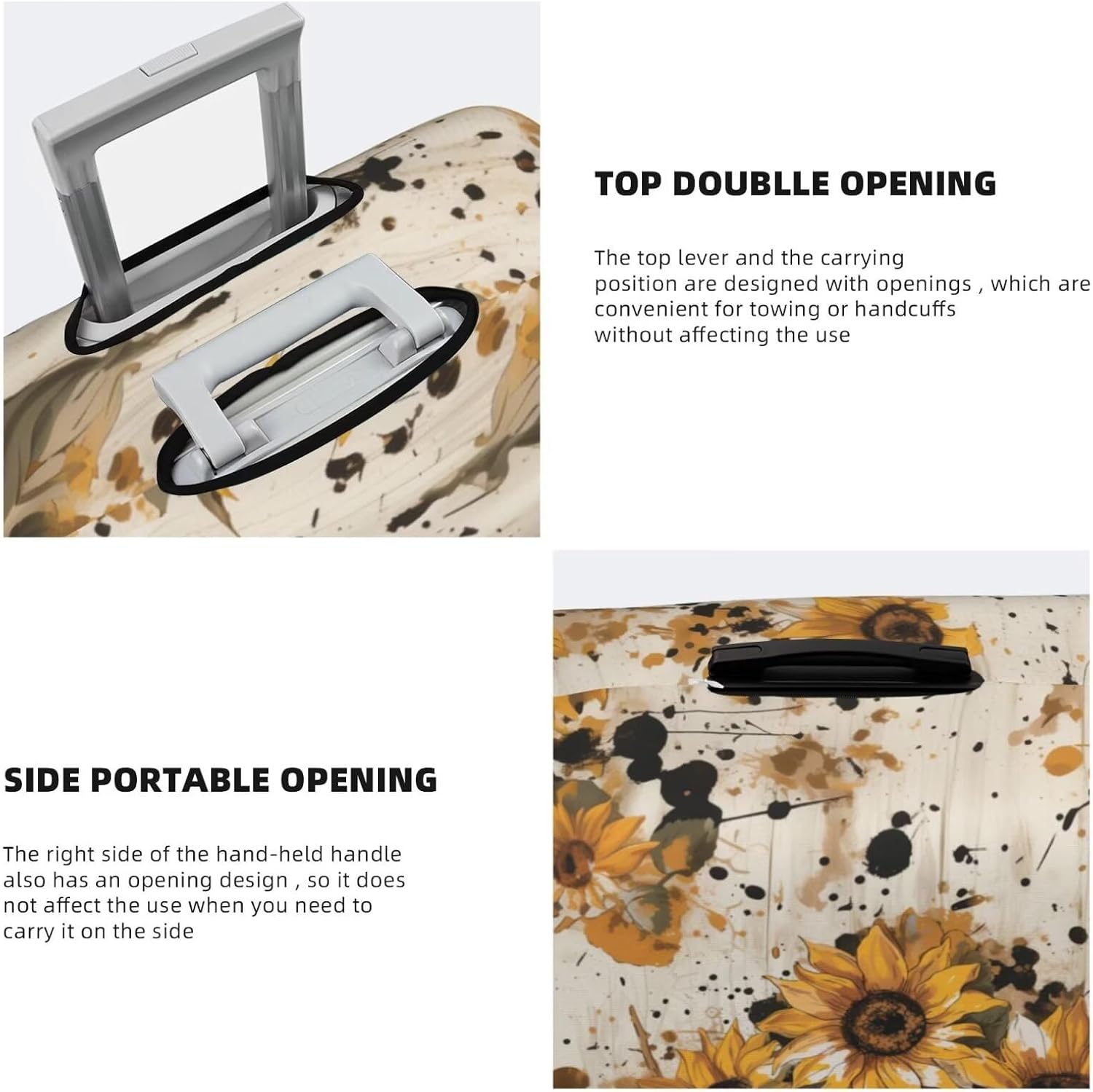 Luggage Cover Travel Luggage Covers for Suitcase Art Sunflower Print Carry on Luggage Cover Cute Flower Baggage Gear Covers Portable Travel Accessories image 4