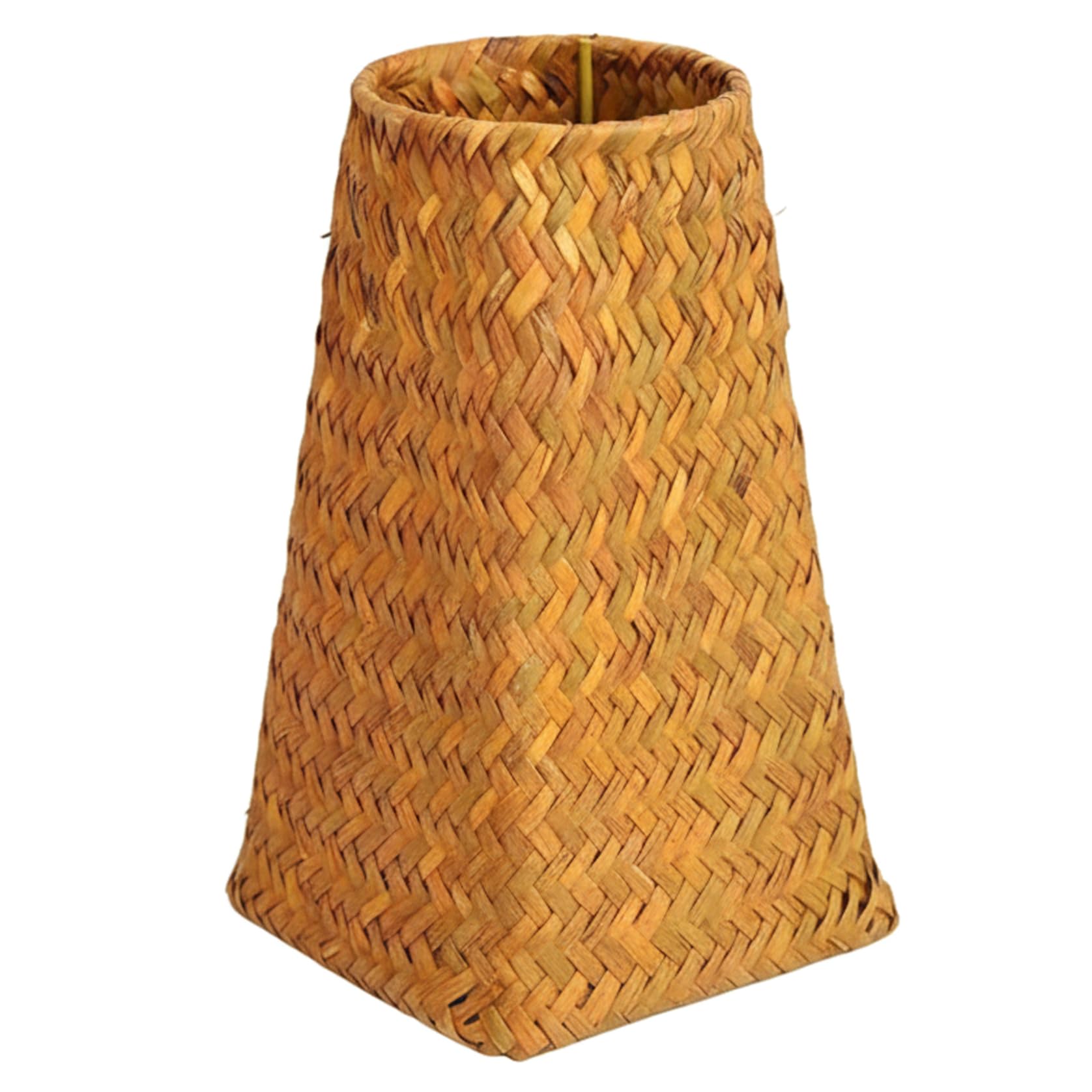 Hperu Wicker Vase 8In Rustic Cone-Shaped Wicker Flower Vase for Dried and Faux Floral Arrangements, Home Decor Centerpiece, Orange