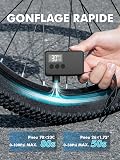 GPUTEK Mini Bike Tire Air Pump: Fast Inflate Portable Small Bicycle Electric Pump for Presta and Schrader Valves, 120 Psi High Pressure Pump with Digital Gauge for Road Mountain Bike - 4