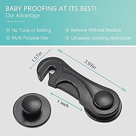 Child Safety Cabinet Locks (10 Pack) - Baby Proofing Latches Lock for Drawers, Toilet Seat, Fridge, Oven with 10 Extra 3M Adhesives (Black)