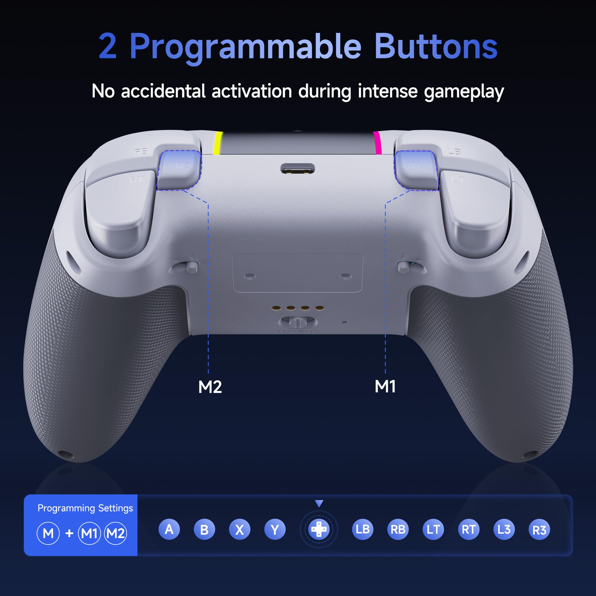 EasySMX Manette PC Sans Fil avec RGB/Déclencheurs Hall à Deux Niveaux/Joystick Hall/Boutons Silencieux/, X05PRO Contrôleur pour PC/Switch/Android/iOS/Steam/Android TV Box, 1000 mAh, Blanc