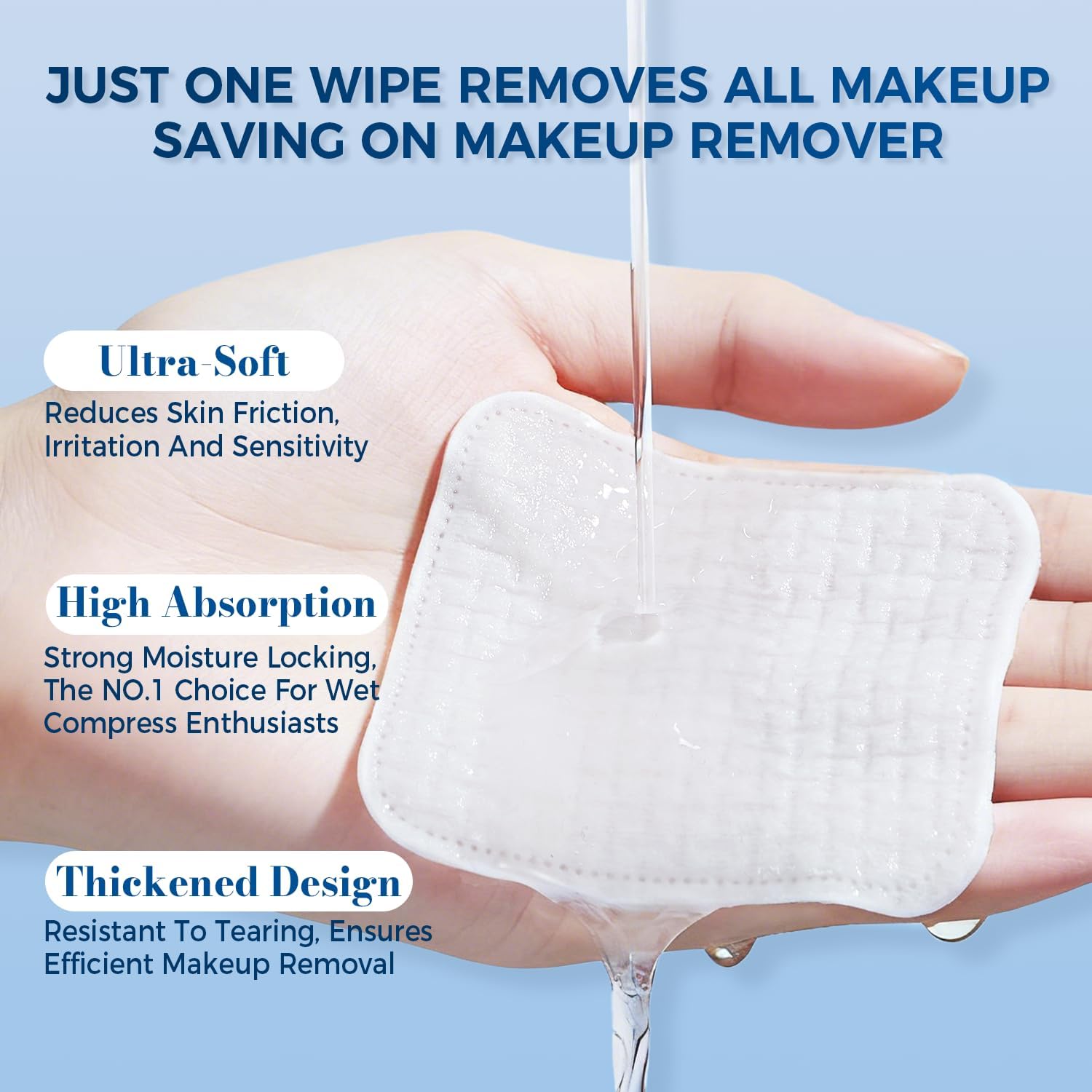 Premium Natural Plant Cotton Pads(100 Count),Soft & Lint-Free Upgraded Edge Stitching Design Cotton Rounds for Face,Unique Three-Layer Structure, Ultra-Absorbent Makeup Remover Pads,for All Skin Types