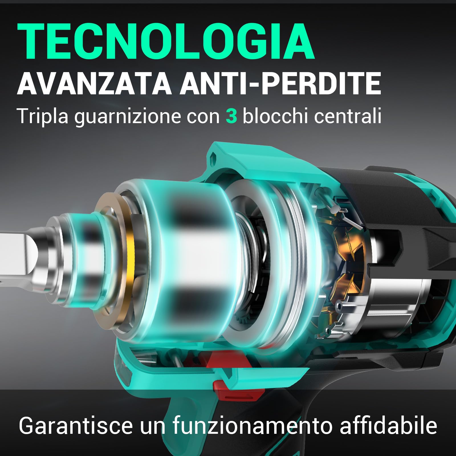 DCA Avvitatore a Impulsi Brushless da 20V, 682Nm di Coppia Massima, Attacco ad Anello da 13mm, Batteria al Litio da 4000mAh*2, 4 Modalità, Luce LED, Design Compatto, Funzione Smart Loosen, ADPB520