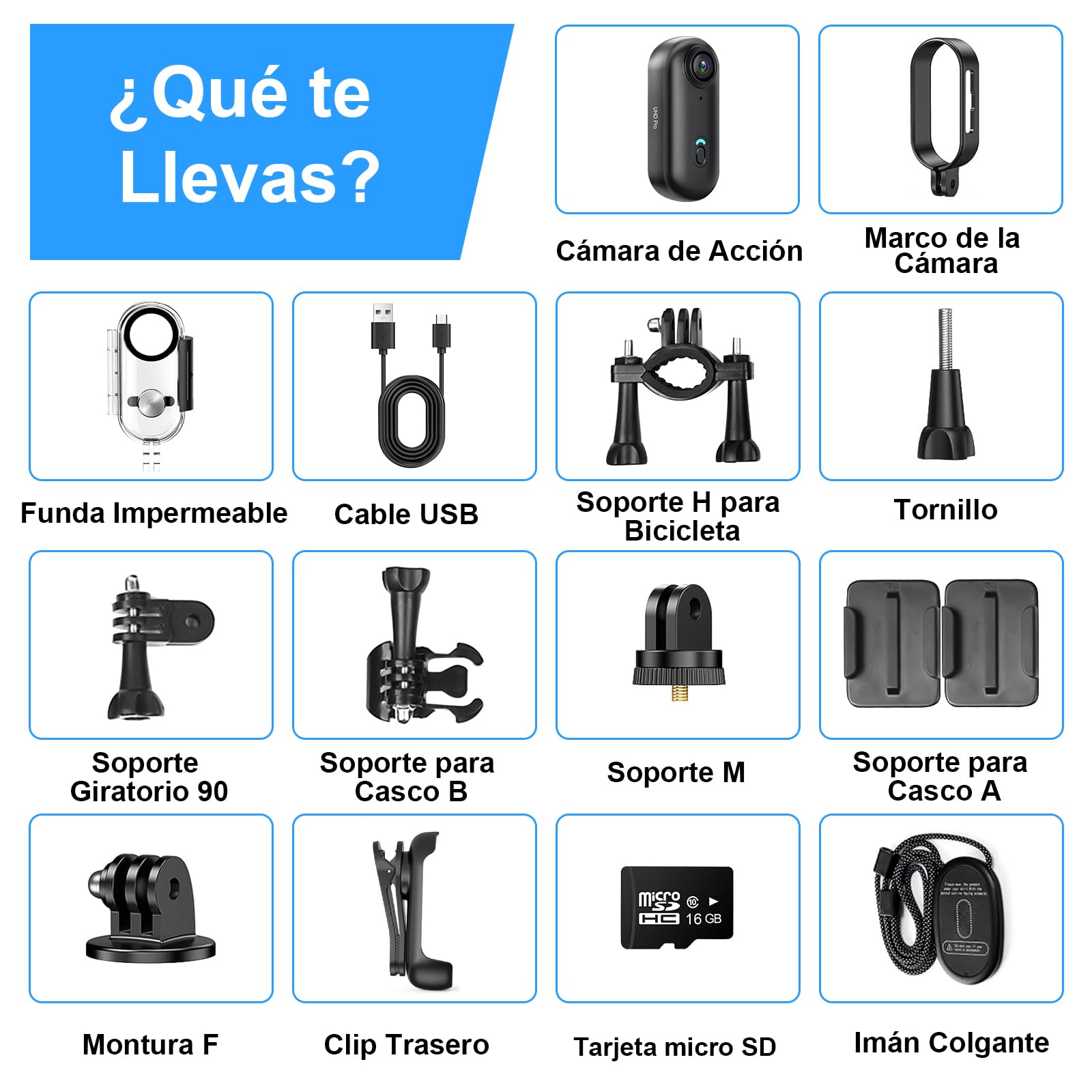 LXMIMI Action CAM HD 1080P WiFi Cámara de Acción, Cámara de Cuerpo 170°, Mini Cámara Deportiva, Cámara de Vídeo de Pulgar Portátil con Múltiples Accesorios de Montaje para Cascos de Bicicleta o Moto