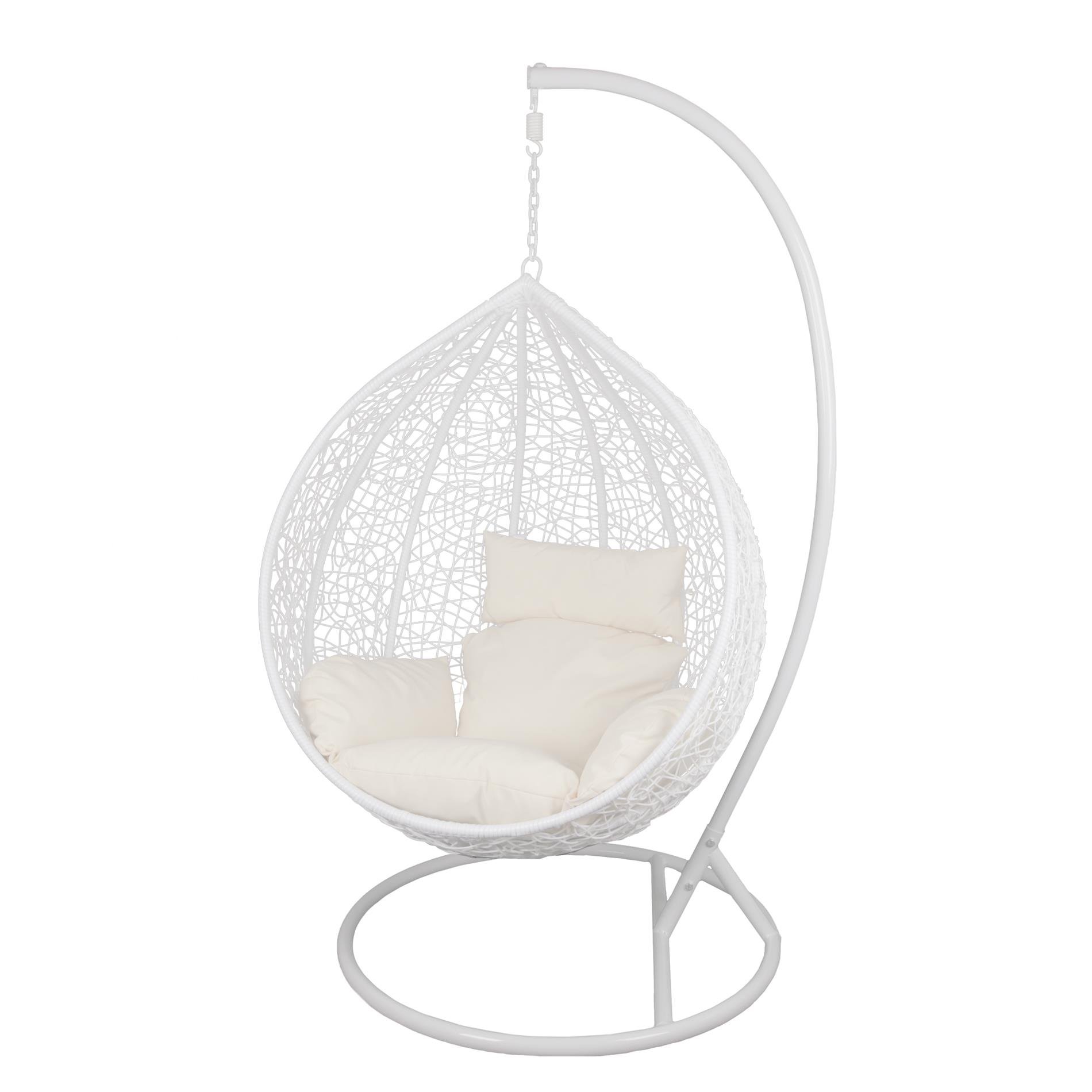 ESTEXO Hängesessel mit Gestell Hängesitz Hängesessel Rattan Hängeschaukel Weiß