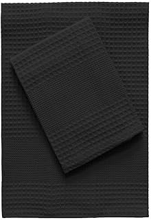 Morbidissimi Set Asciugamani Nido d‘Ape 1+1 Puro Cotone S274 Nero