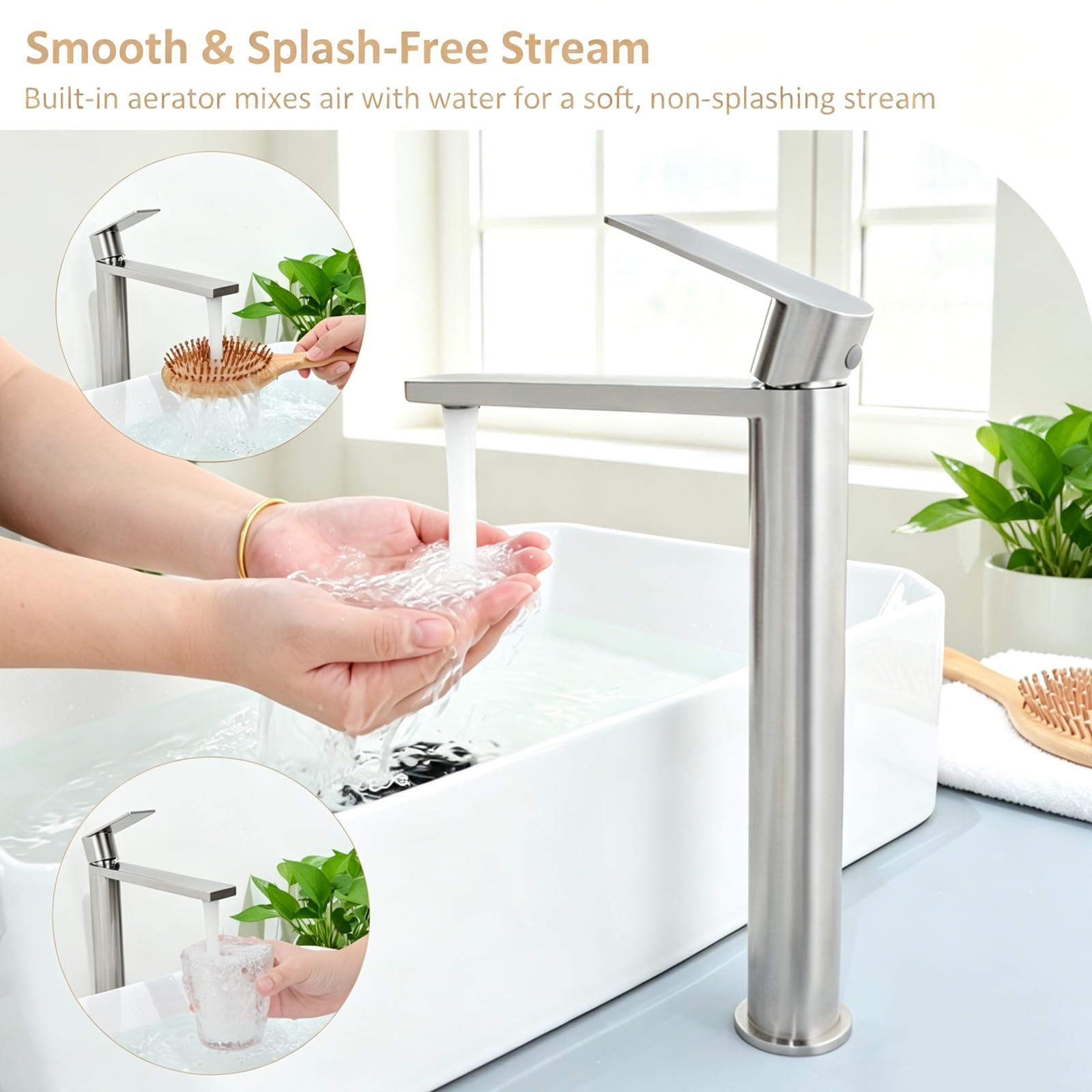 Robinet Lavabo Salle de Bain Haut, Mitigeur Lavabo Vasque à Poser