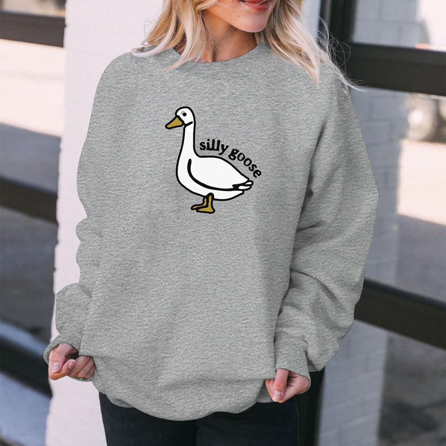 Cute Silly Goose Sweatshirt for Women Teen Girls Duck Letter Graphic Crewneck Long Sleeve Shirt Hoodie Pullover Tops image 5