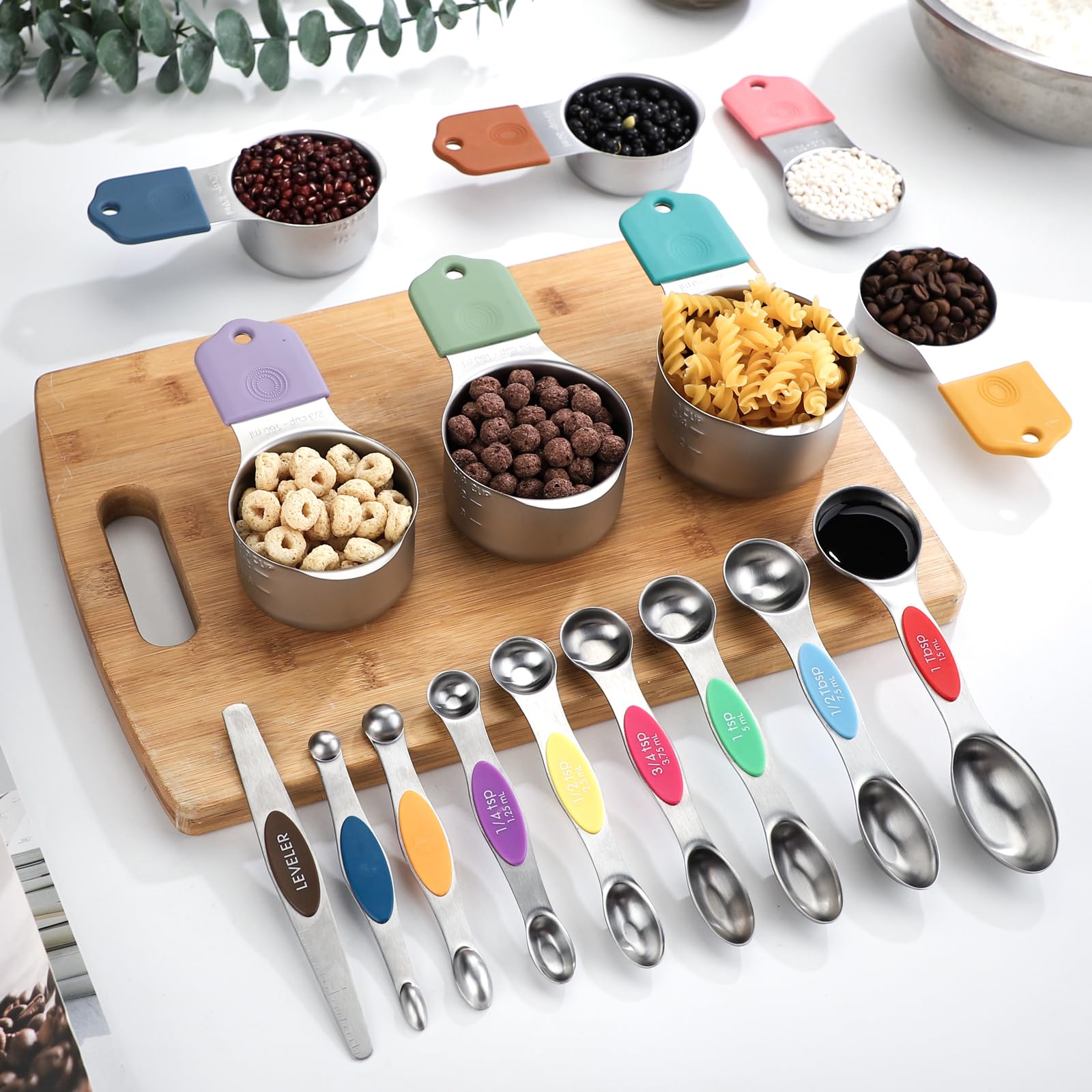 Set di misurini magnetici in acciaio inossidabile impilabile Nesting tazza di misurazione