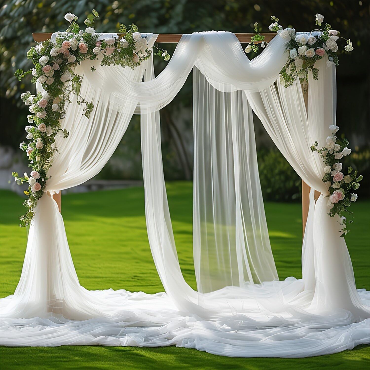 Tenture Mariage Voilage Blanc Arche 75cmx8m Tulle Organza Drapé Décoration Cérémonie