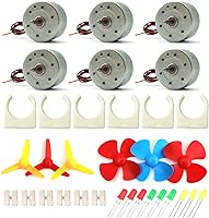 EUDAX 6-Pack Mini Generator Motors 3V-12V DC for DIY Wind Turbine, Hand Crank Generator, Toys & Science Experiments with Holders & Propellers