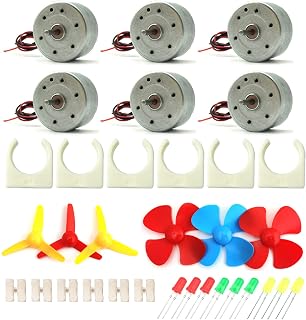EUDAX 6-Pack Mini Generator Motors 3V-12V DC for DIY Wind Turbine, Hand Crank Generator, Toys & Science Experiments with Holders & Propellers