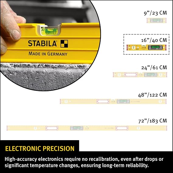 STABILA TECH LEVEL 196 Digital Spirit Level, 16 Inch, Cat. Number 39516