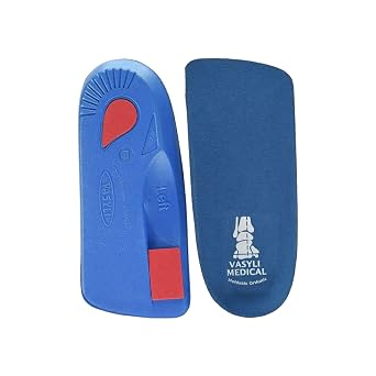Vasyli Custom 3/4 Length Insoles, Blue, Large, Fast & Effective Pain Relief, Customized Biomechanical Alignment, Medium Density, General Orthotic Needs, Everyday Walking Shoes, Heat Moldable