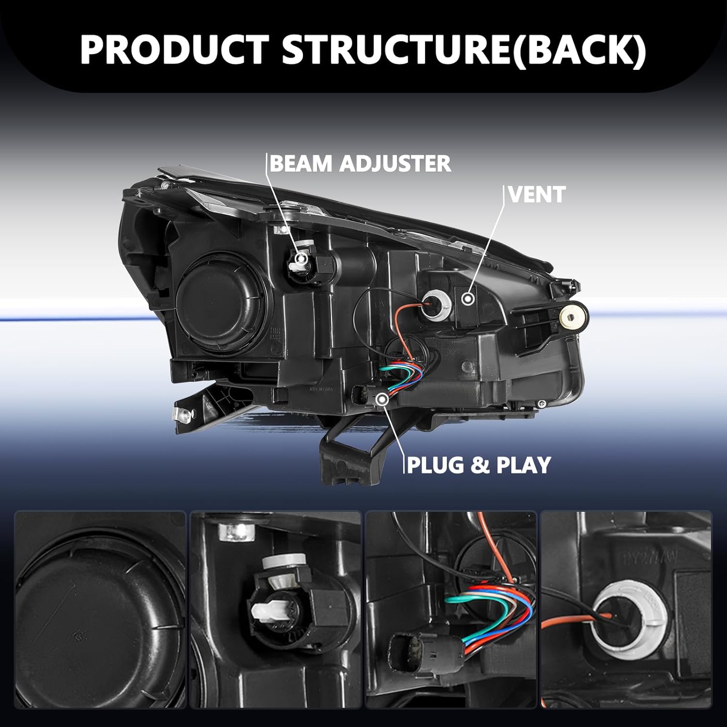 Aosky Halogen Headlight Assembly for 2013-2016 GMC Acadia 2017 Limited Factory OE Style Replacement LED Tube DRL Projector Headlamp Left Driver Side LH