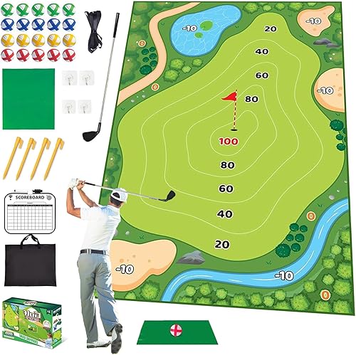 Alfombrilla de juego de astillado de golf, juegos de chips, juego de golf de práctica pegajosa para adultos y niños, para interiores y exteriores,