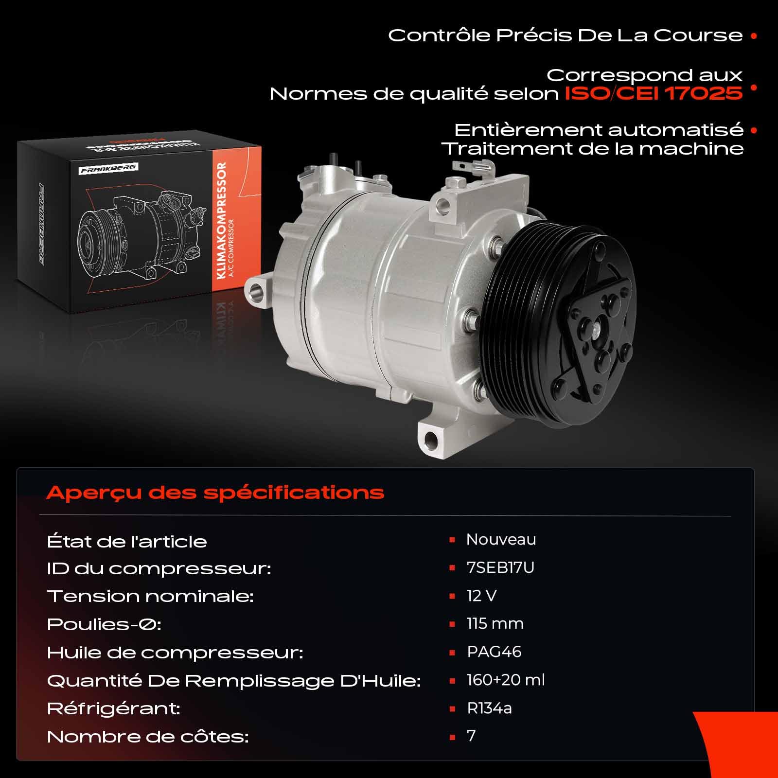 Frankberg Compresseur de climatisation avec embrayage, diesel, 8200848916