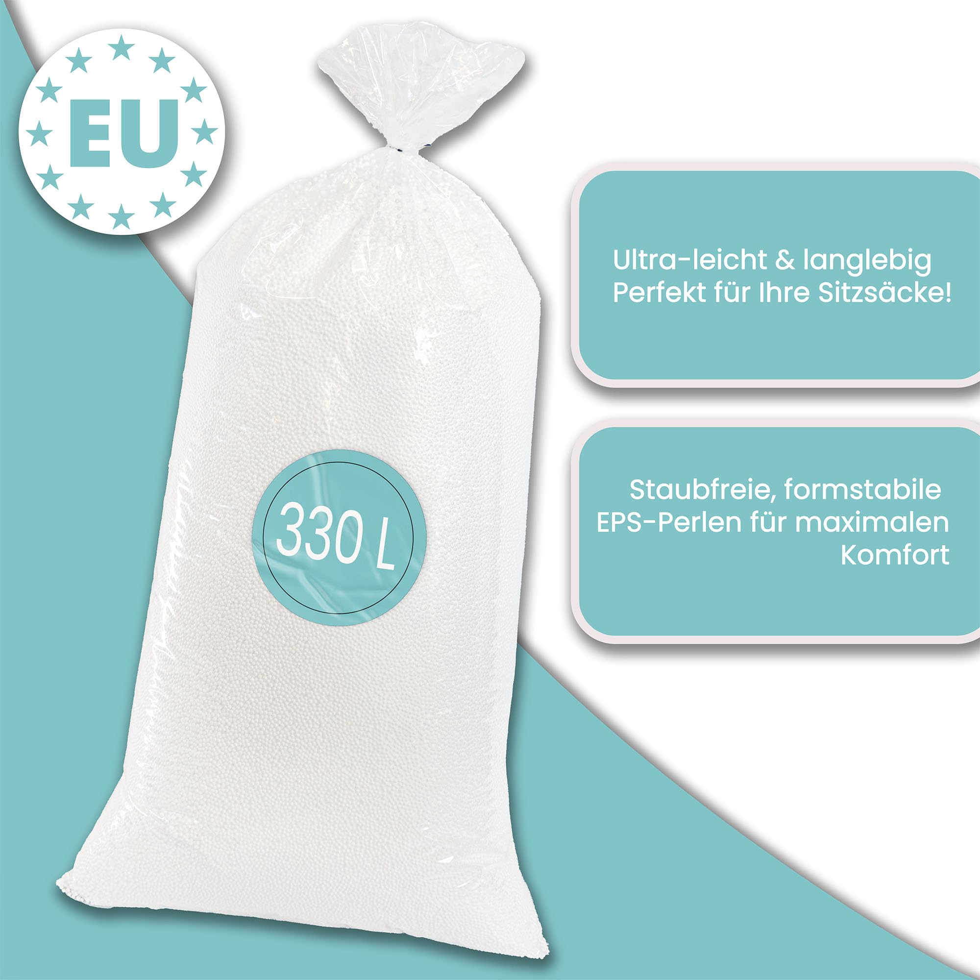 DreamRoots 330 Liter Original Sitzsack Füllung Eps Perlen - Styroporkugeln für Sitzsack - Stillkissen Füllung - Bean Bag Filling