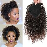 ROSESSEA Short Afro Kinky Curly Ponytail Hair Piece for African American Ponytail Extension Synthetic Afro Kinky Curly Ponytail for Women (Mix Dark Brown(1B/33))