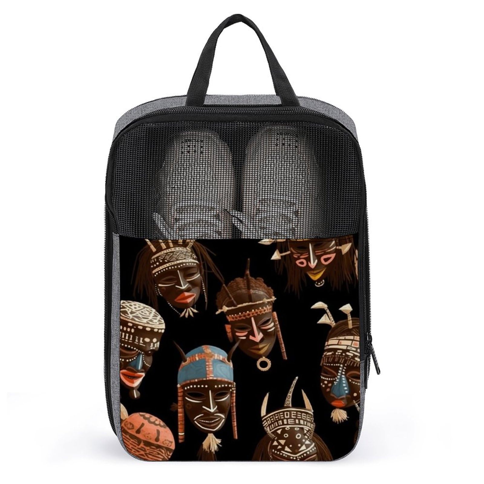 Bolsas de viaje portátil para calzado con estampado étnico de ritual africano 7