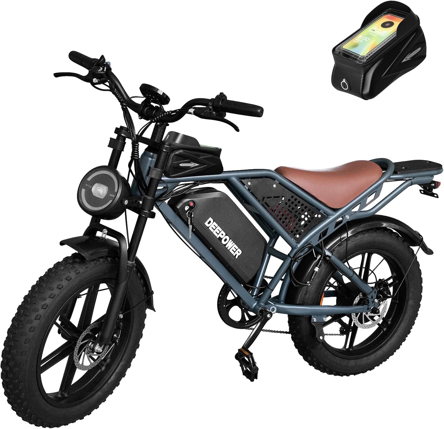 DEEPOWER QS7 Electric Bike with phone bag accessory