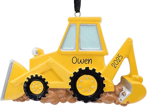 Adorno de Navidad personalizado para retroexcavadora 2025, personalización gratuita  Excavadora amarilla, excavadora poderosa, adorno de excavadora