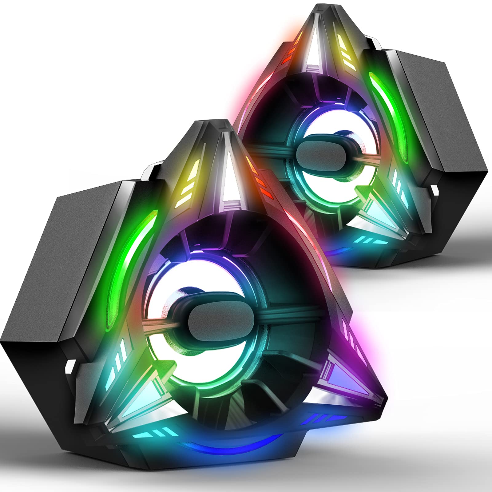 Buy Computer Speakers, RGB Clear Stereo PC Speakers Supports 3.5 mm AUX