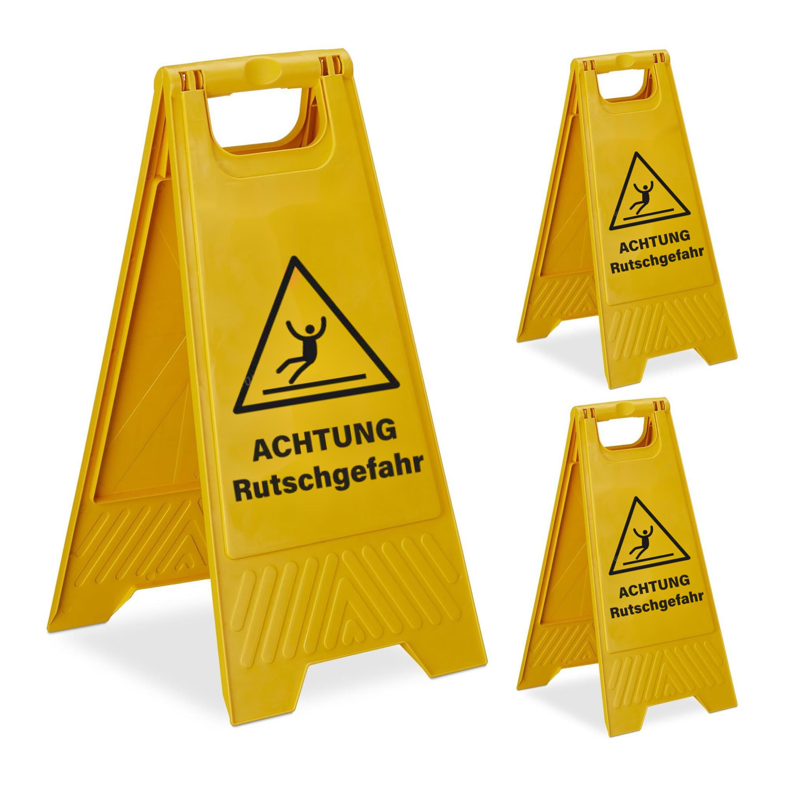 Panneau de sol pliable Relaxdays chevalet signalisation plastique jaune 59 cm