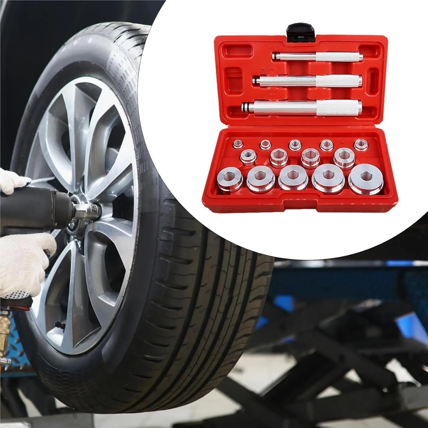 ステアリング・サスペンション用ツール ボールジョイント 17個入りブッシングドライバーリムーバー 頑丈で多用途なベアリングプレスキッ
