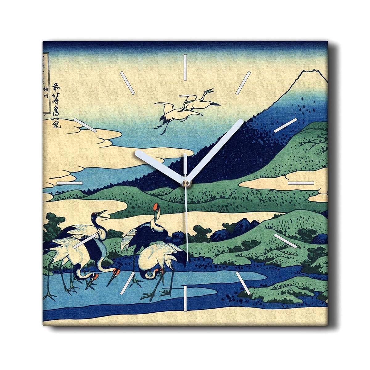 Horloge sur Toile 30x30cm Colline pour salon sans tic-tac decoration murale moderne