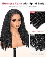 Vista 2 de Pull Go - Pelucas de cabello humano rizado birmano completo de 13x6, sin pegamento, pre despuntadas, pre cortadas, densidad 210, encaje frontal HD